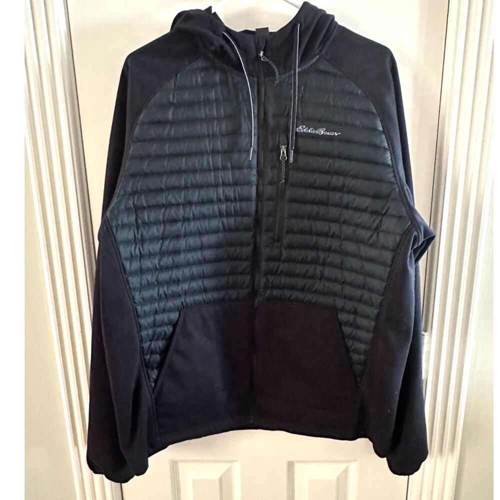 Eddie Bauer Hybrid Quilted Puffer Full Zip Hoodie Jacket Size Large